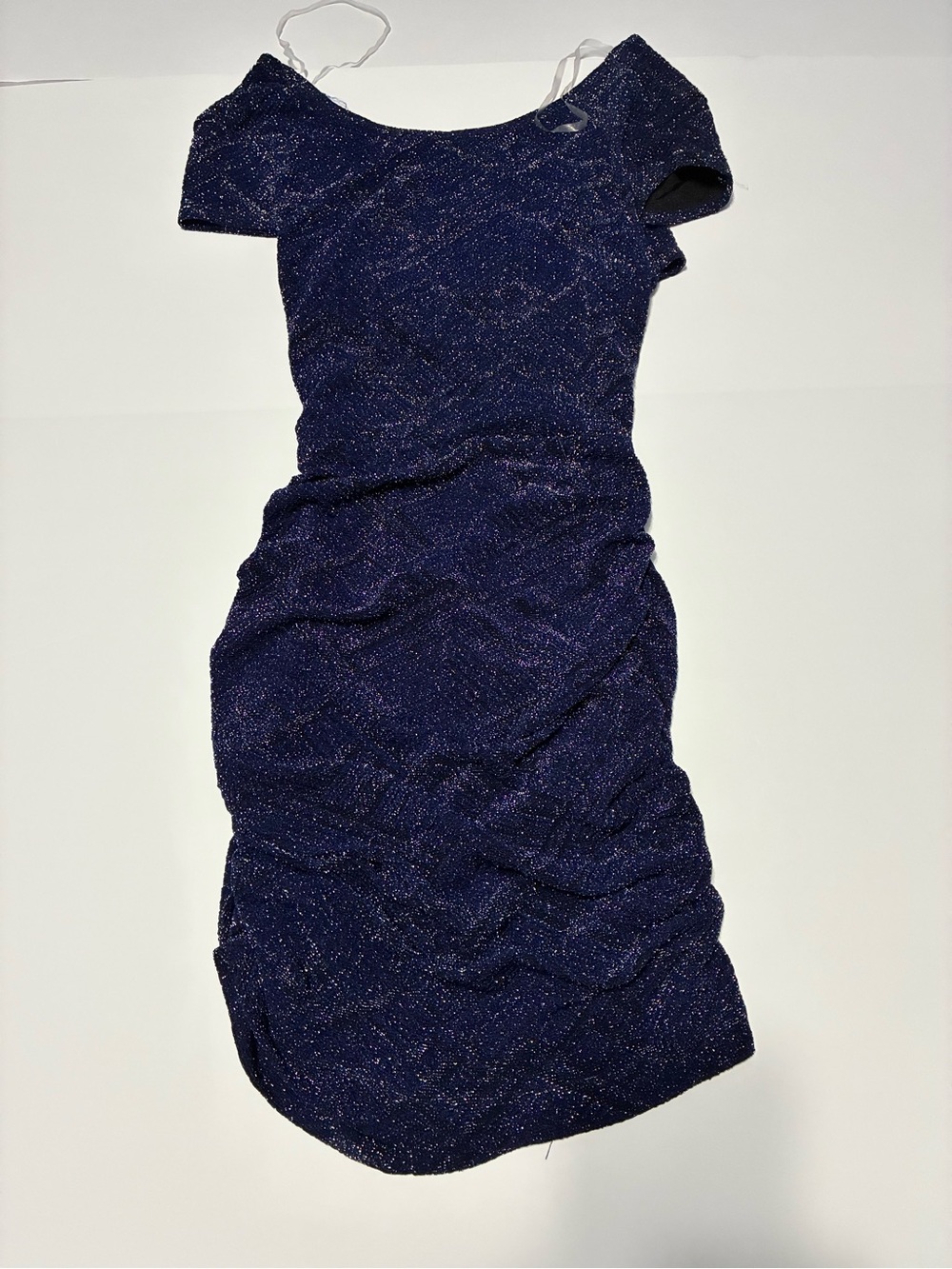Teeze Me Navy Blue Glitter Ruched Bodycon Mini Dress S